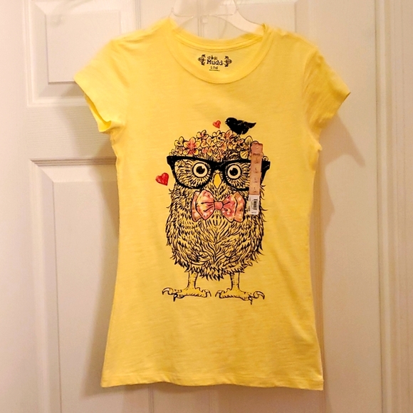 NWT Mudd Girl's L (14) Yellow Owl with Glasses Tshirt - Picture 1 of 3